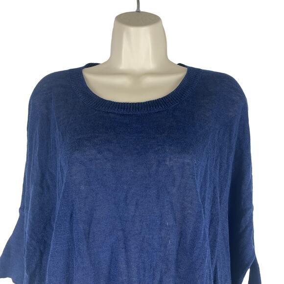 J. Crew Batwinged Crew Neck Sweater 3/4 Sleeve Blue Size XS - Picture 2 of 7